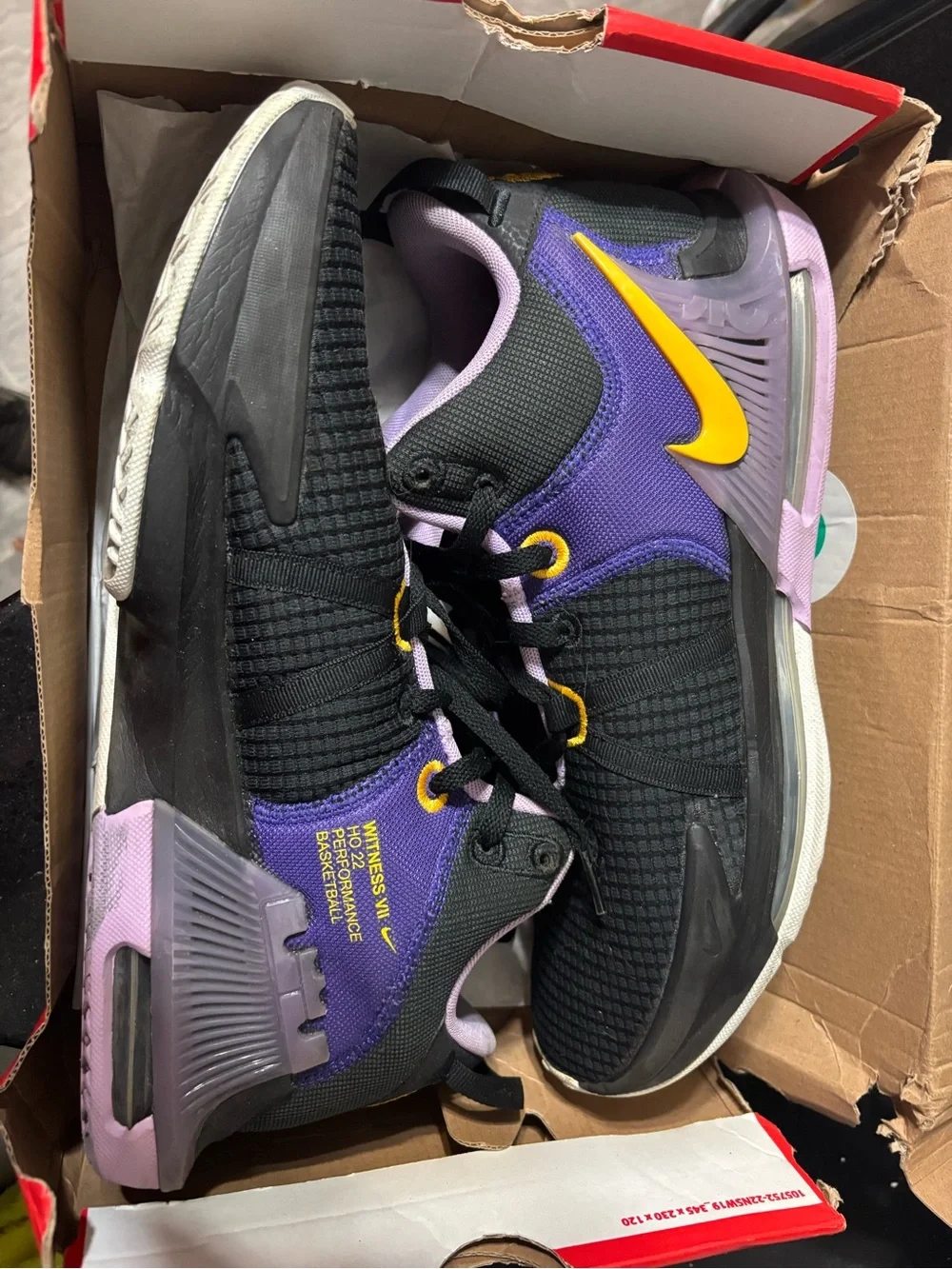 Nike Women's Black Purple Yellow Basketball Sneakers